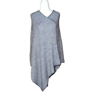 Fratelli Talli Gray Wool Alpaca Blend Woven Knit Poncho Shawl Pullover Sweater L